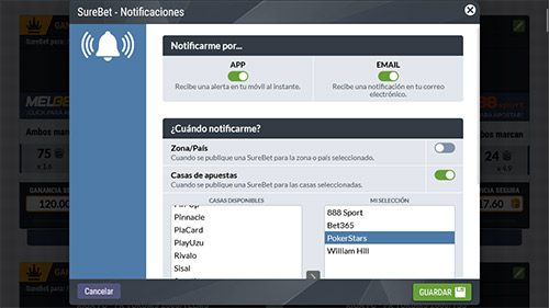 Tipster & SureBet - Notificaciones personalizadas